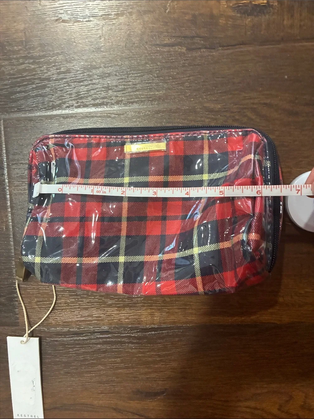 NEW KESTREL TARTAN HOLIDAY Plaid Zip Cosmetic MAKEUP Bag Red